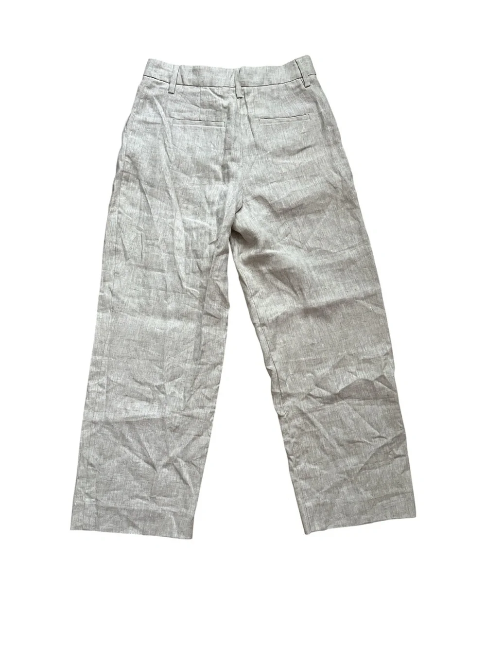 Reformation Mason Oatmeal Pleated 100% Linen Trouser SZ 6P